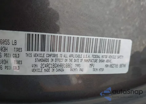 2017 Chrysler Pacifica Touring Plus из США, поврежденный, VIN 2C4RC1BGXHR816861